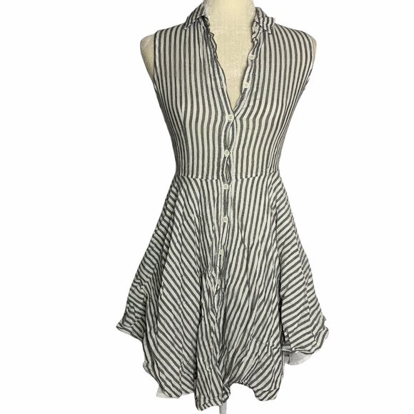 Moral Fiber Button Front Striped Mini Dress 20PE - Picture 1 of 7